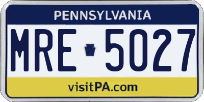 PA license plate MRE5027