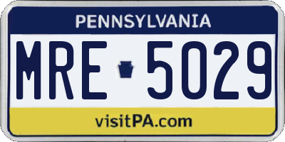 PA license plate MRE5029