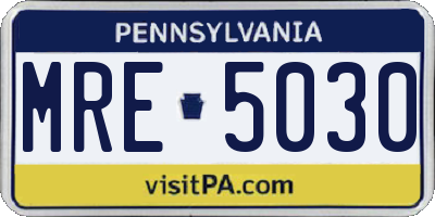 PA license plate MRE5030