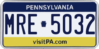 PA license plate MRE5032