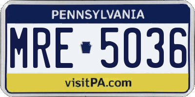 PA license plate MRE5036