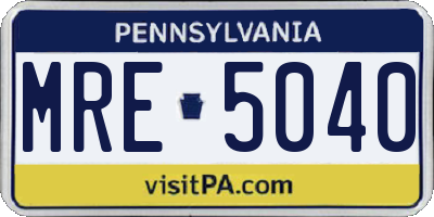 PA license plate MRE5040