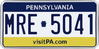 PA license plate MRE5041