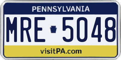 PA license plate MRE5048