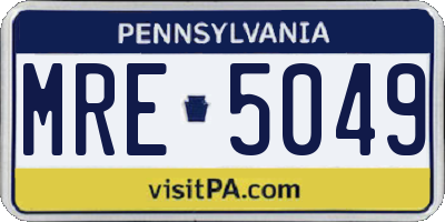PA license plate MRE5049