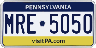 PA license plate MRE5050