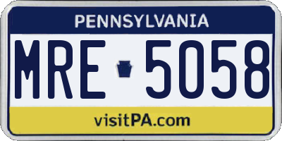 PA license plate MRE5058