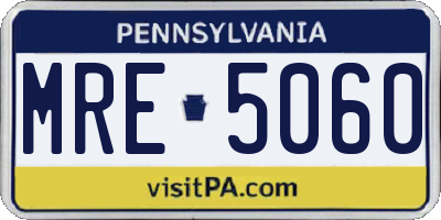 PA license plate MRE5060