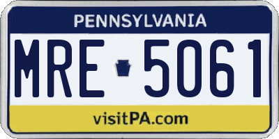 PA license plate MRE5061