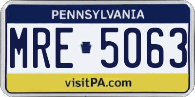 PA license plate MRE5063