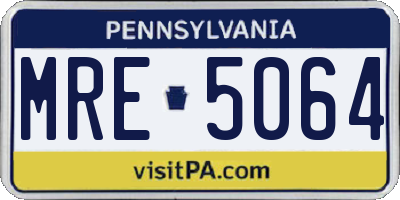 PA license plate MRE5064