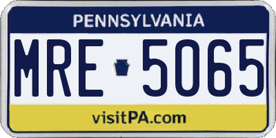 PA license plate MRE5065
