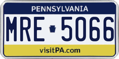 PA license plate MRE5066