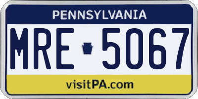 PA license plate MRE5067