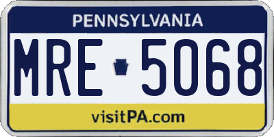 PA license plate MRE5068