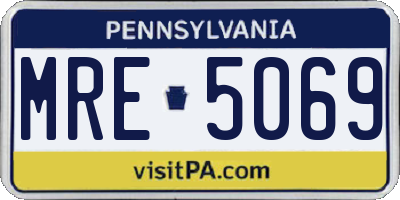 PA license plate MRE5069