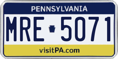 PA license plate MRE5071