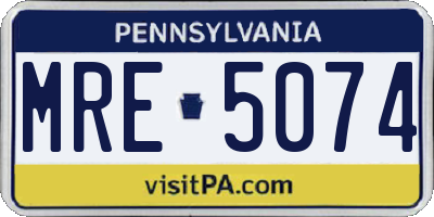 PA license plate MRE5074