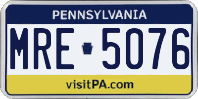 PA license plate MRE5076