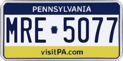 PA license plate MRE5077