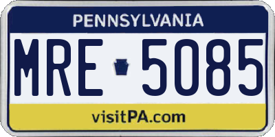 PA license plate MRE5085