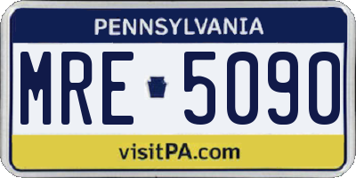 PA license plate MRE5090