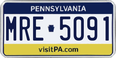 PA license plate MRE5091