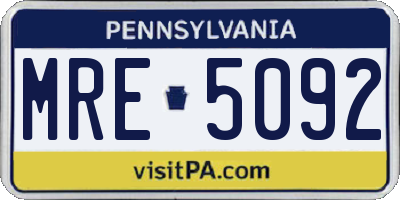 PA license plate MRE5092