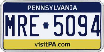 PA license plate MRE5094