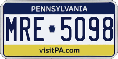 PA license plate MRE5098