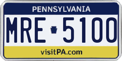 PA license plate MRE5100