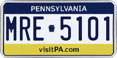 PA license plate MRE5101