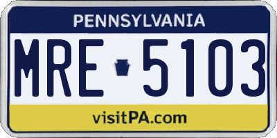 PA license plate MRE5103