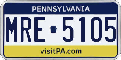 PA license plate MRE5105