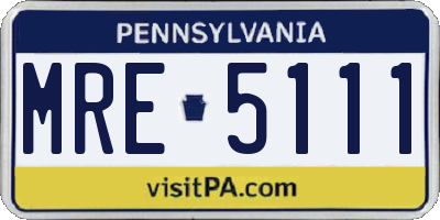 PA license plate MRE5111