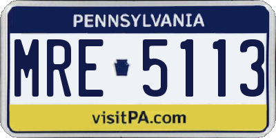 PA license plate MRE5113