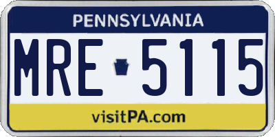 PA license plate MRE5115