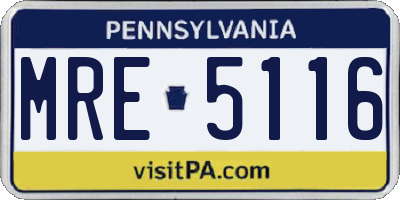 PA license plate MRE5116