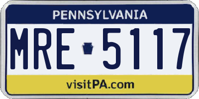 PA license plate MRE5117