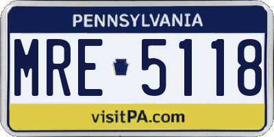 PA license plate MRE5118