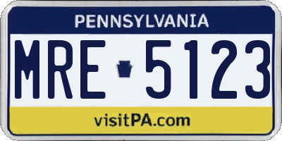 PA license plate MRE5123