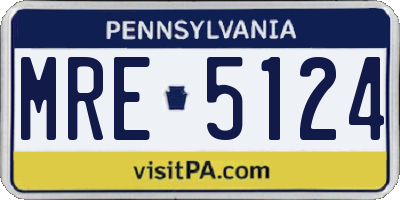 PA license plate MRE5124