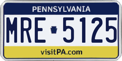 PA license plate MRE5125