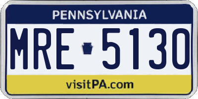 PA license plate MRE5130