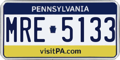 PA license plate MRE5133