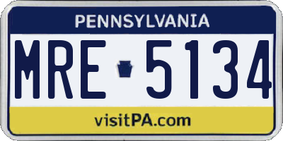 PA license plate MRE5134