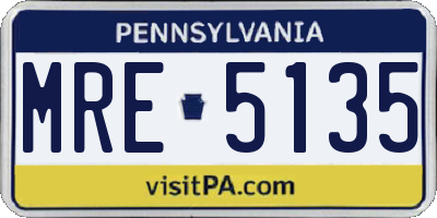 PA license plate MRE5135
