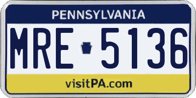PA license plate MRE5136