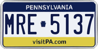 PA license plate MRE5137