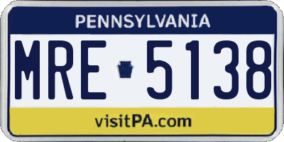 PA license plate MRE5138